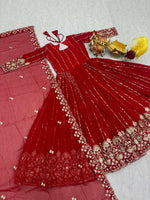 Thumbnail for Teeya Creation Womens Casual Party Wear Heavy 5Mm Sequence Embroidery Work Gown Set - Dista