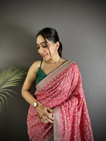Thumbnail for Joban Fashion Dusty Pink Bandhej Bandhani Vichitra Silk Bandhani Prints Saree