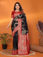 Thumbnail for Joban Fashion Banarasi Black Woven Soft Silk Saree