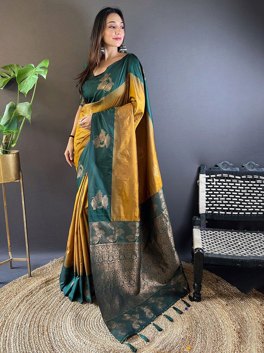 Mitera Woven Design Zari Tussar Saree - Distacart