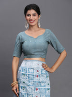 Thumbnail for Astita Linen Cotton Sky Blue Saree