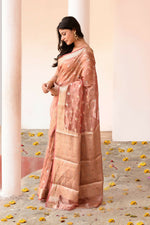 Thumbnail for Joban Fashion Rose Gold Pure Banarasi Tissue Saree
