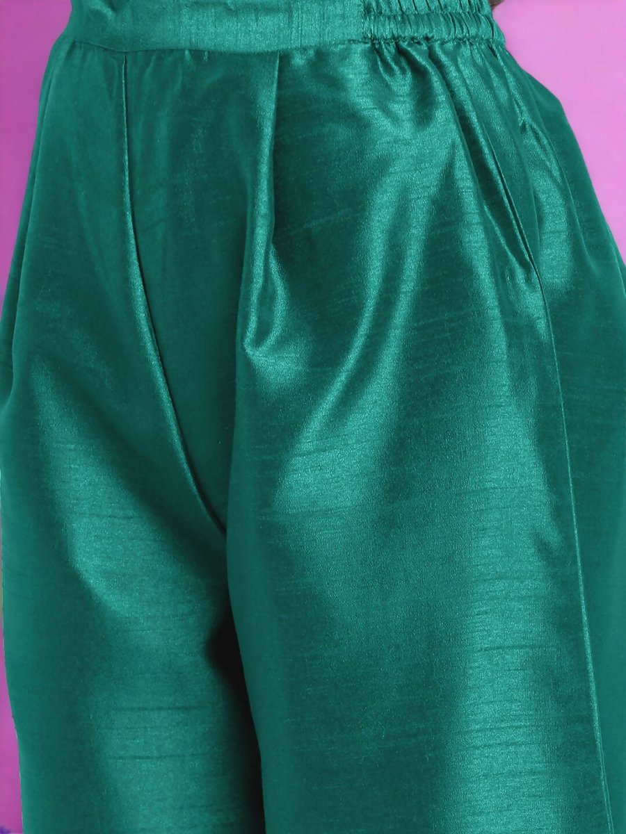 Ahalyaa Women Sea Green Printed Gotta Patti Kurti with Palazzos & Dupatta - Sea Green - Distacart