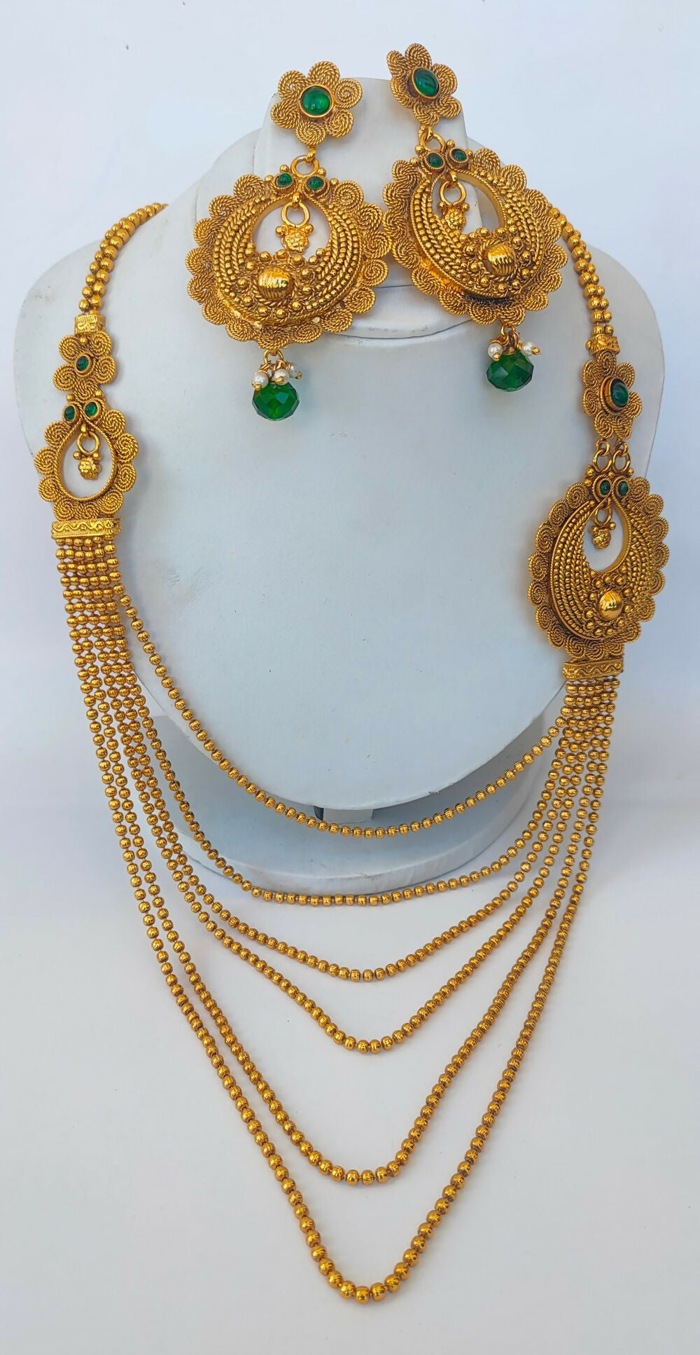 Green Kemp Layer mugappu Necklace Set - Distacart