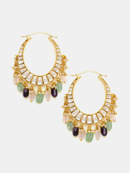 Ruby Raang Gold Polished Multi-Color Kundan Loops - Dista