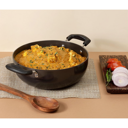 Vinod Black Pearl Hard Anodised Non Stick Deep Kadhai with Glass Lid - Dista