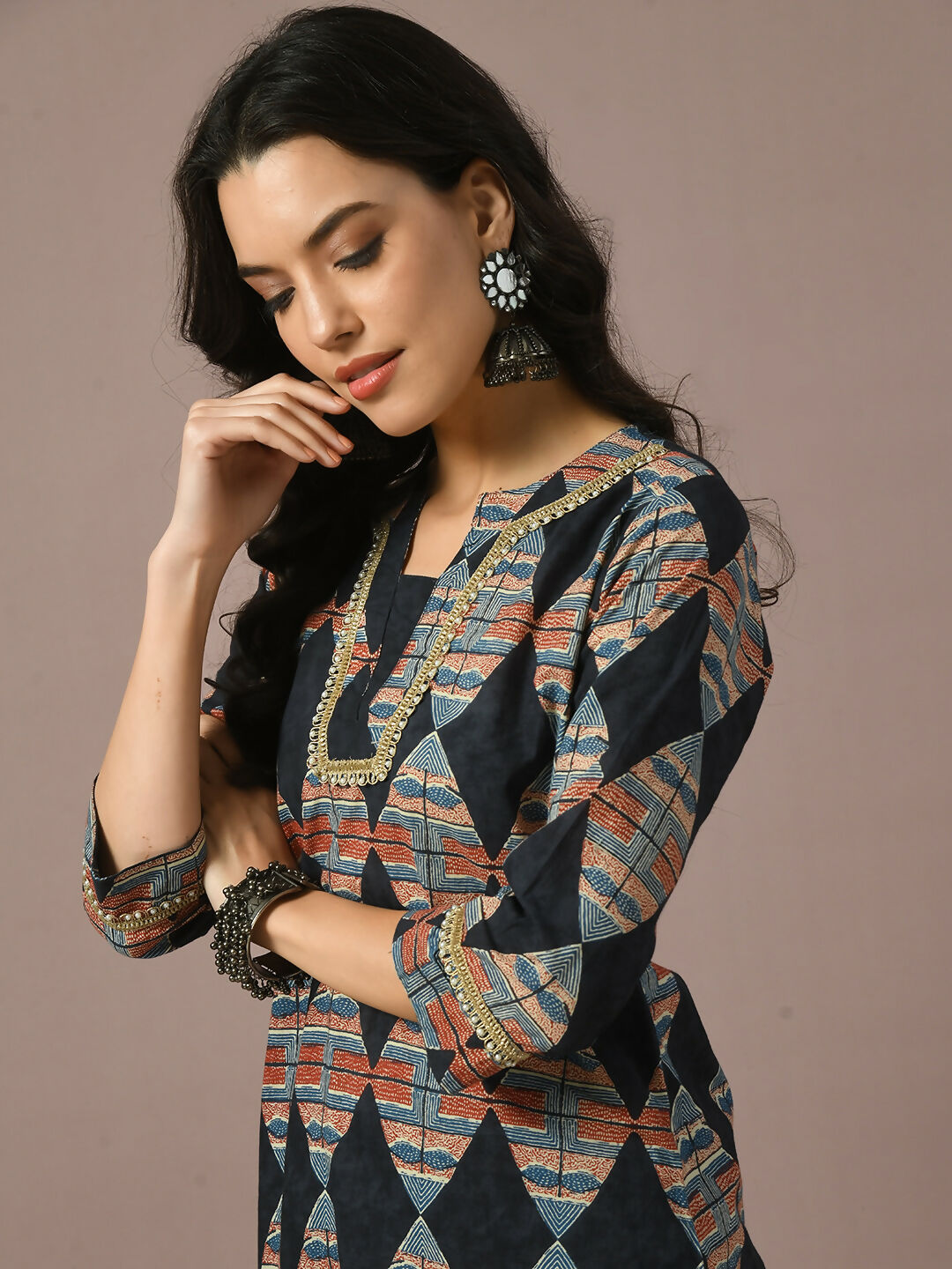 Myshka Women's Multi Printed Cotton Straight Party Kurta Set - Distacart