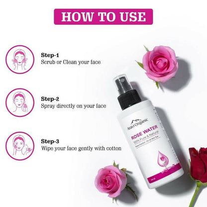Aravi Organic 100% Steam Distilled Rose Water Face Toner Spray - Distacart