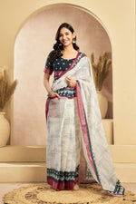 Thumbnail for Vastranavya Digital Printed Linen Ready To Wear Pocket Saree with Unstitched Blouse - Distacart