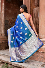 Thumbnail for Joban Fashion Blue Banarasi Katan Pure Handloom Banarasi Silk Saree