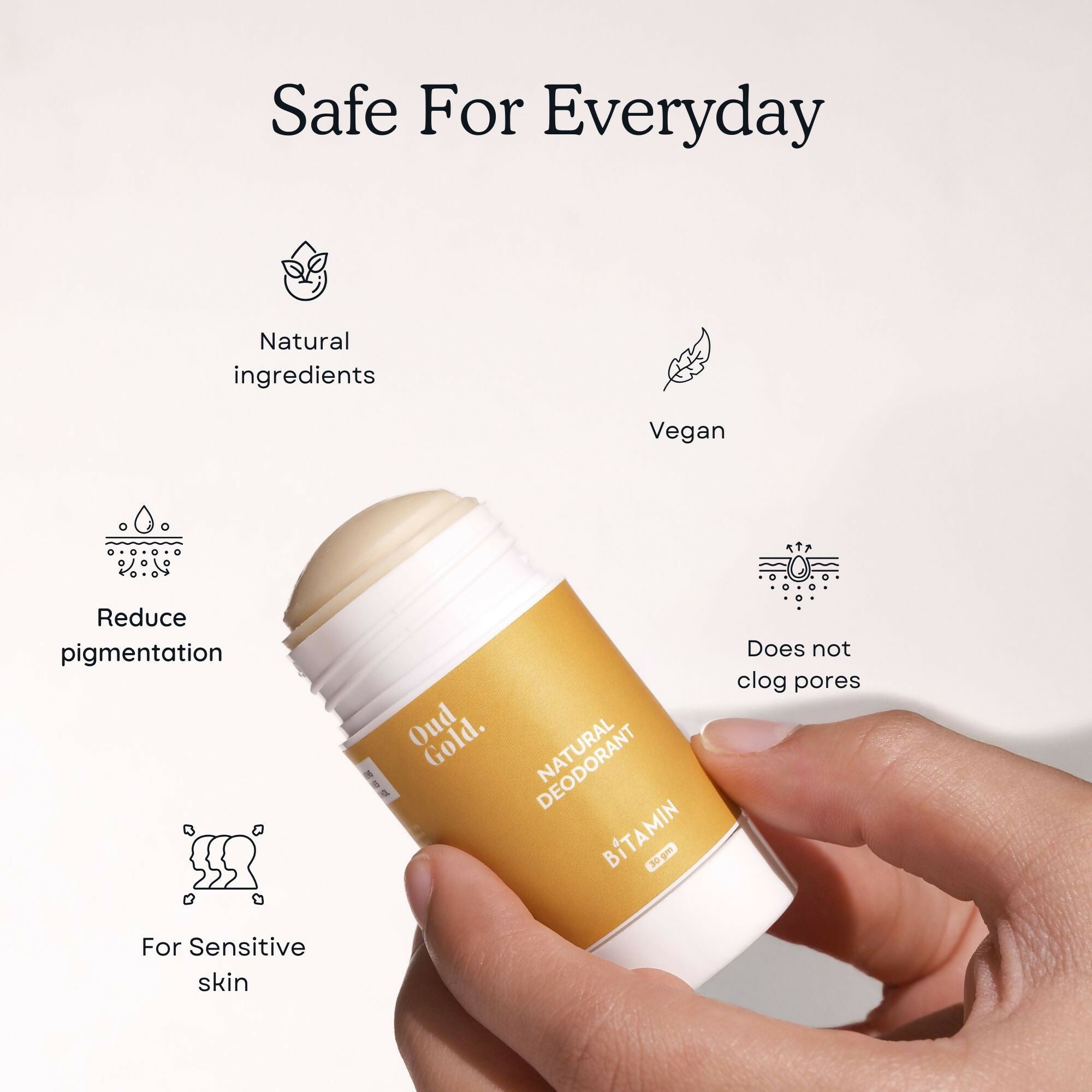 Bitamin Natural Deodorant Cotton Vanilla, Freneh Rose, Oud Gold, Sea Salt Roll On