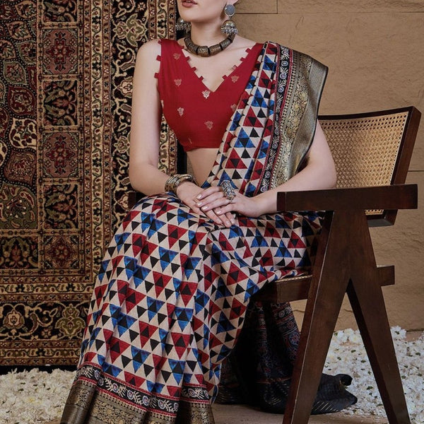 Anouk Zari Silk Blend Saree - Distacart