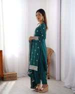 Thumbnail for Joban Fashion Green Kurta set with Pant Chinon silk Thread with Sequins work