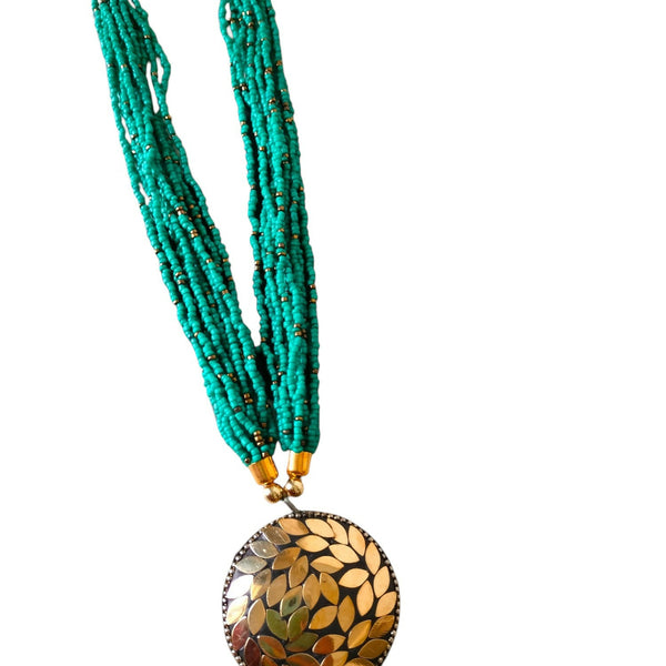 Inhanns Everyday Statement Beaded Pendant Necklace - Sea Green - Distacart