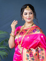 Thumbnail for Jyoti Fashion Women's Pink Paithani Silk Zari Woven Saree with Blouse - Distacart