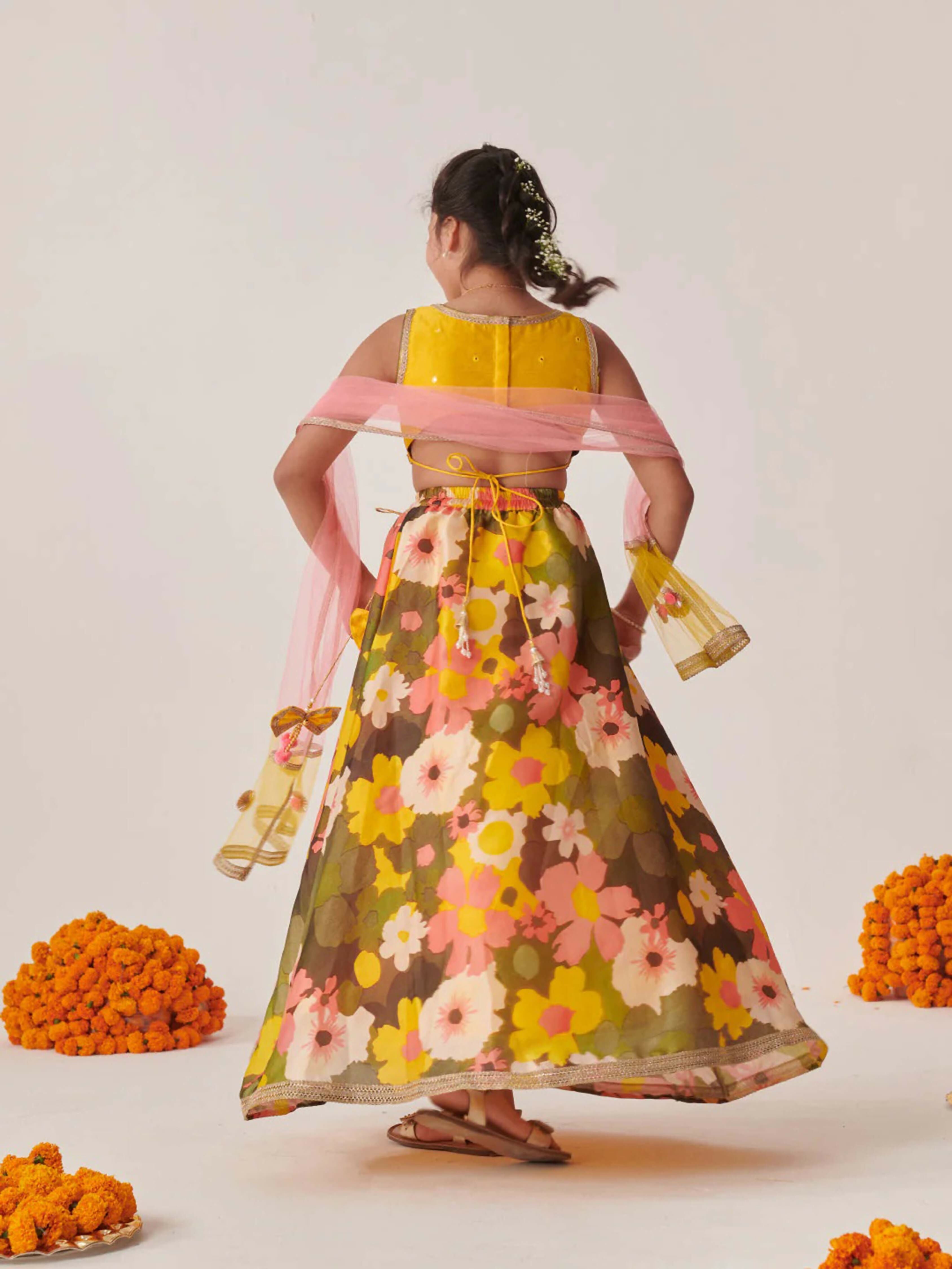 Joban Fashion Girl's Yellow Color Lehenga Choli