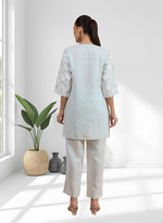 Thumbnail for Joban Fashion Sky Blue Linen Embroidered Readymade Cord Set - Distacart