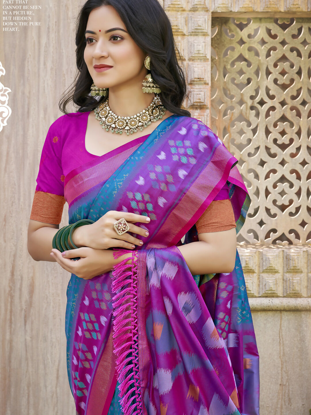 Astita Pochampalli Silk Sea Green Saree
