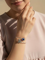 Thumbnail for NVR Women Rhodium Plated Evil Eye Kada Bracelet - Distacart