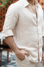 Thumbnail for Linen Baige Oasis Dune Shirt By Hilo Design