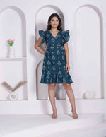 Thumbnail for Miravan Women Empire Waist Blue Mini Length Dress - Dista