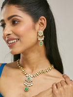 Thumbnail for Nuyug 22K Gold-Plated Kundan Studded Faux Jasper Stone Necklace Set
