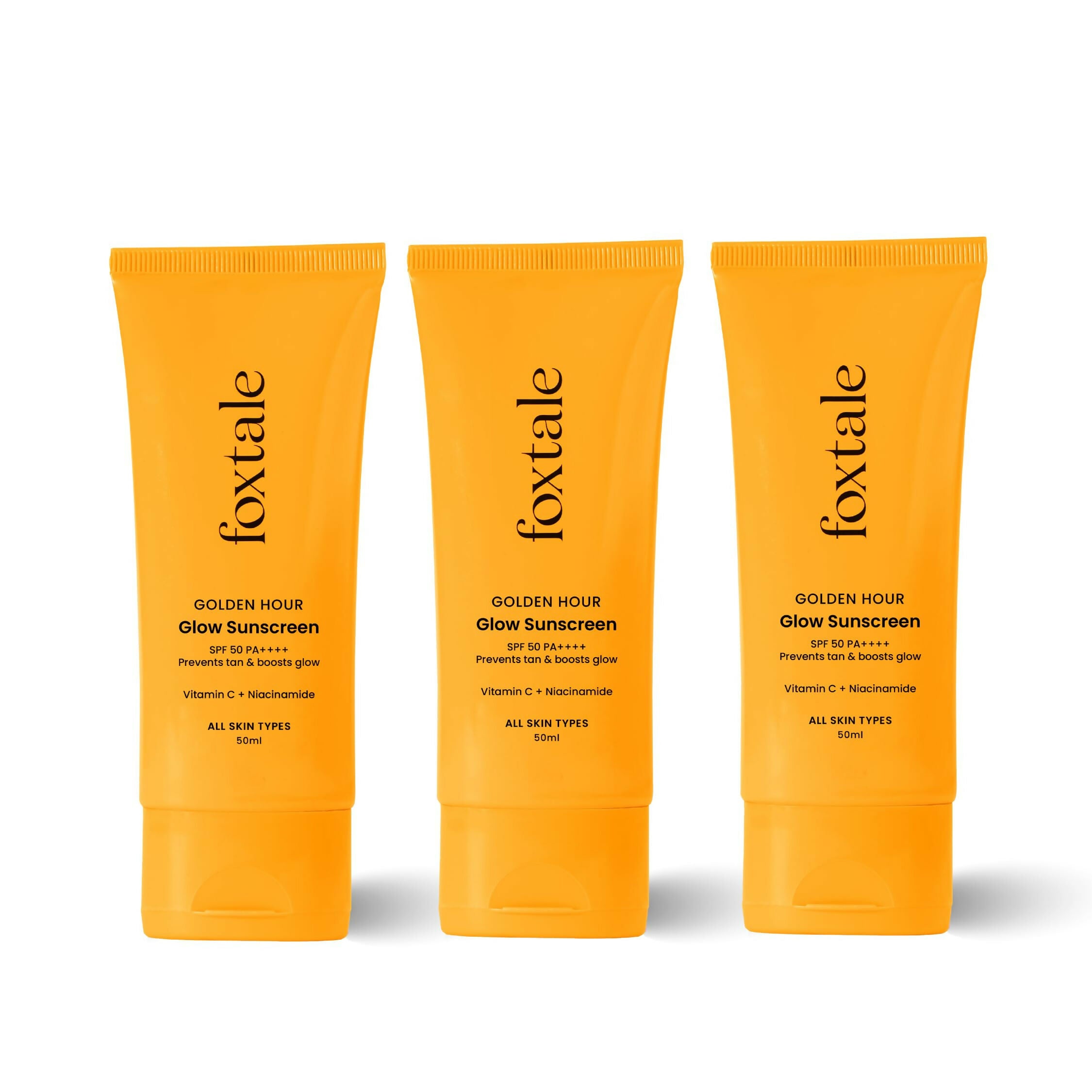 Foxtale Glow Sunscreen SPF 50 PA++++ Lightweight With Vitamin C And Niacinamide For a Dewy Glow, UVA And UVB Filters Prevents Tan - Distacart