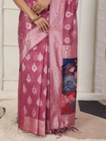 Thumbnail for Astita Linen Cotton Pink Saree