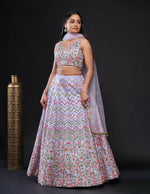 Thumbnail for Jyoti Fashion Women's Light Purple Heavy Satin Silk Sequins with Thread Embroidered Designer Lehenga Choli Set - Distacart