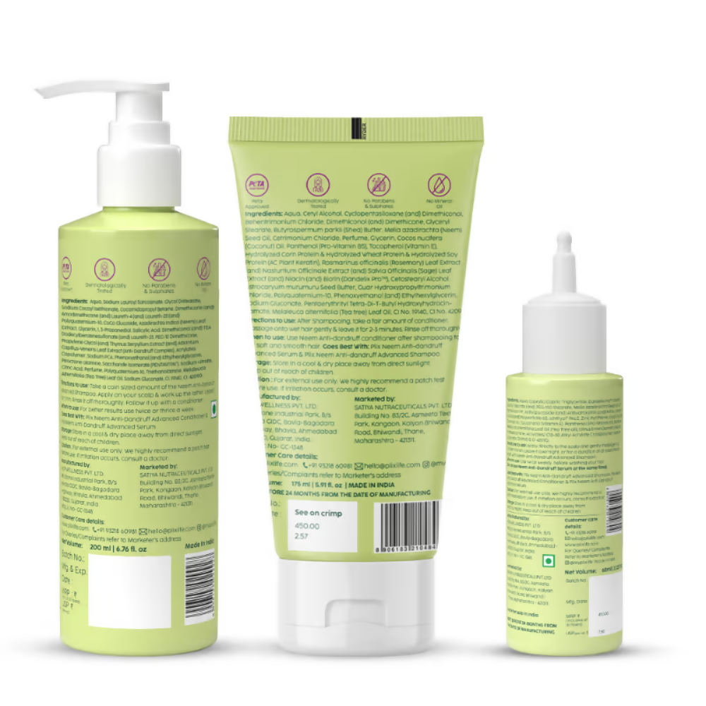 PLIX The Plant Fix Neem Anti-Dandruff Advanced Combo - Shampoo, Conditioner & Lotion - Distacart