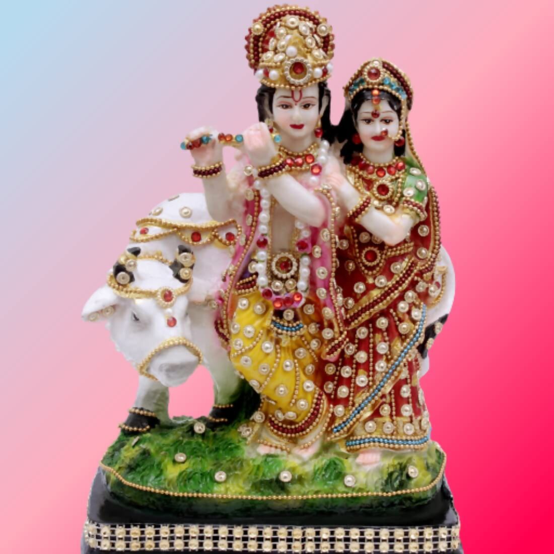 Buji Craft Radha Krishna Cow Idol - Distacart
