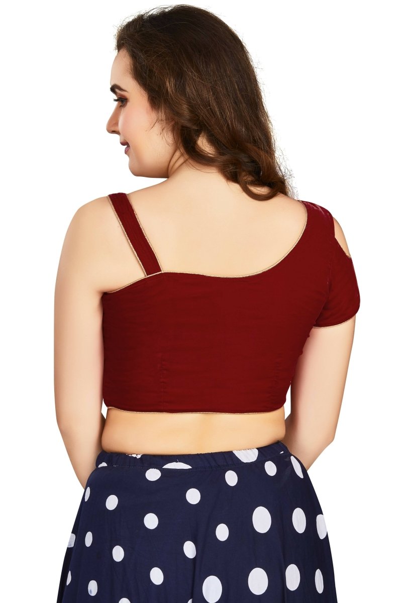Aastha Fashion Women's Women's Maroon Velvet Solid Readymade Blouse - Distacart