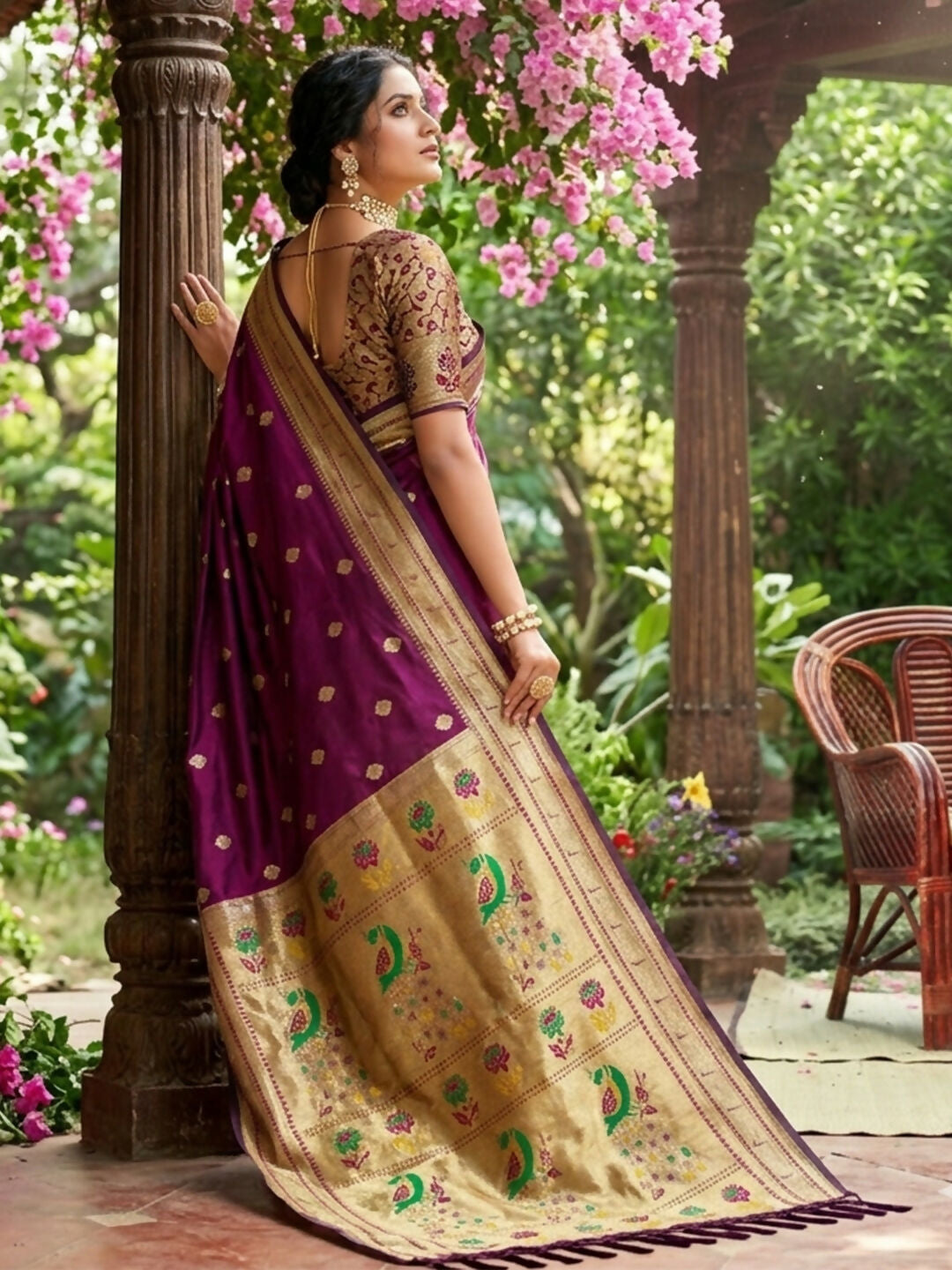 Shree Shyam Fashion Wine Soft Silk Saree - Dista