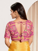 Thumbnail for Joban Fashion Pink Viscose Rayon Padded Blouse With V Neck Elbow Sleeves - Distacart