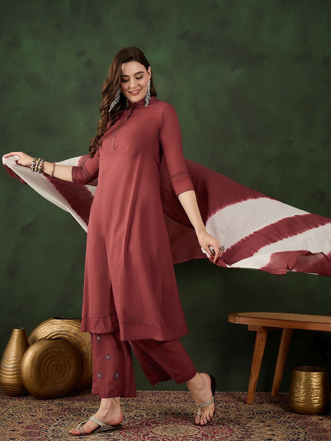 Sangria Pure Cotton Kurta & Trouser With Dupatta - Distacart