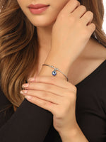 Thumbnail for NVR Women Silver Evil Eye Adjustable Bracelet - Distacart