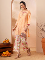 Thumbnail for Janasya Peach Straight Cotton Co-Ords - Dista