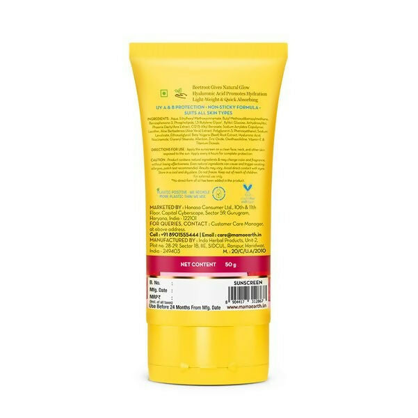 Mamaearth Beetroot Hydraful Sunscreen SPF 50 & PA++++ - Distacart