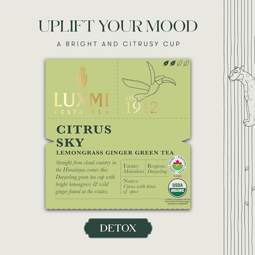 Luxmi Estates Citrus Sky - Lemongrass Ginger Green Tea - Dista