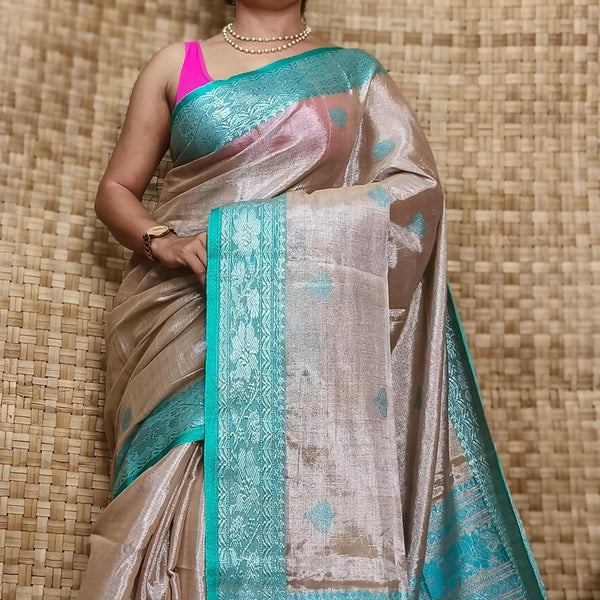 Exclusive Collection Light Coffee Beautiful Tissue Benarasi Saree