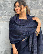 Thumbnail for The52 Blue Women's Gorgeous Embroidered Viscose Chanderi Fabric Straight Kurta Pant with Dupatta Set - Distacart