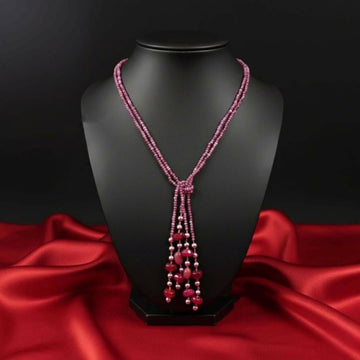Joban Fashion Women Pink Adjustable 2-Line Long Beaded Statement Necklace - Distacart