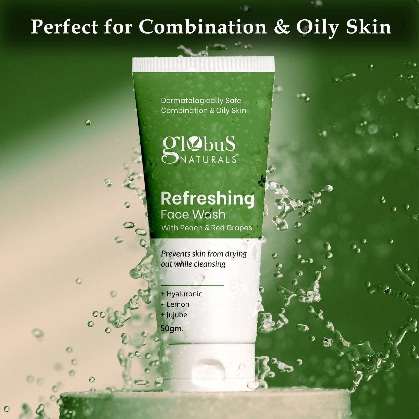 Globus Naturals Refreshing Face Wash with Peach & Red Grapes