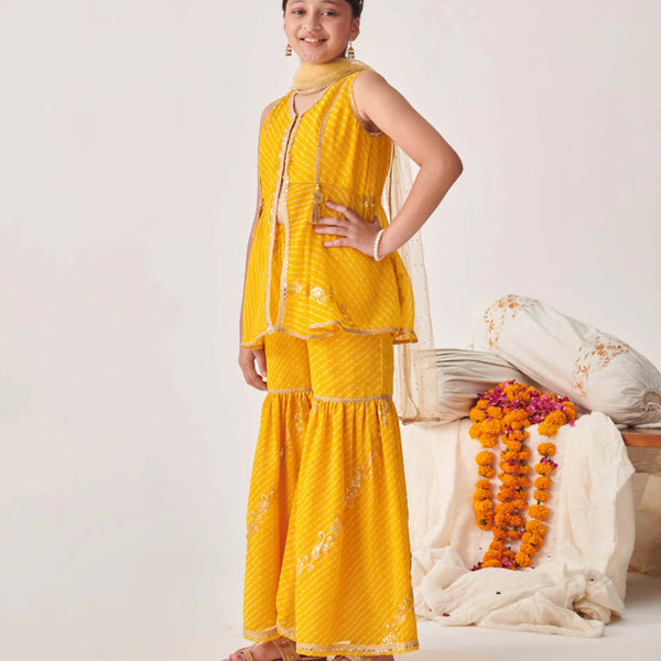 Joban Fashion Girl's Yellow Color Sharara Set