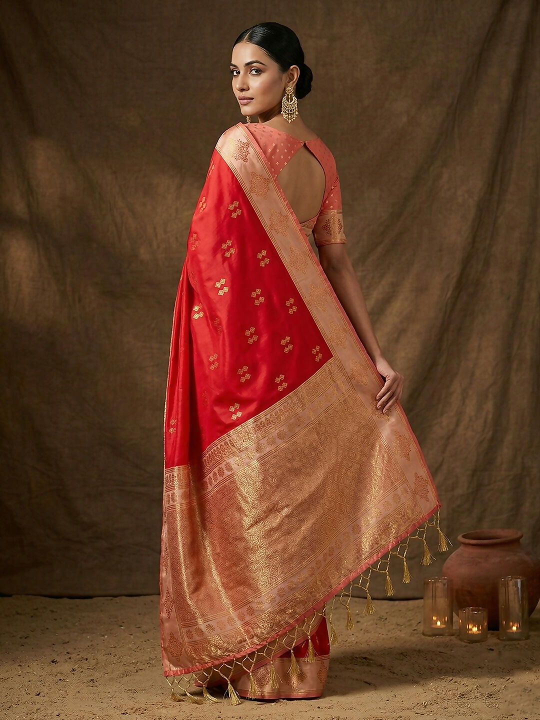 Shree Shyam Fashion Red Soft Silk Saree - Distacart