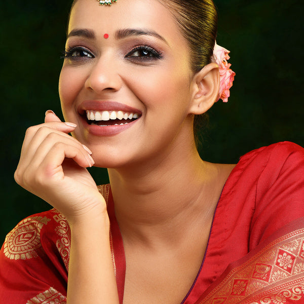 Ruby Raang Gold Polished Gold Kundan Maang Tikka