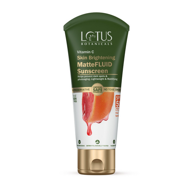 Lotus Botanicals 100x Vitamin C Matte Fluid Sunscreen, Sun Protect & Skin Brightening, SPF 50, PA+++ - Distacart
