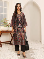 Thumbnail for Varanga Women Blue Floral Printed Straight Kurta Paired With Tonal Bottom - Distacart