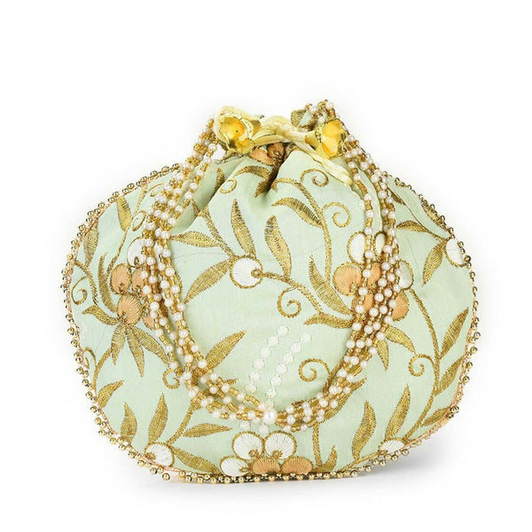 Joban Fashion Embroidered Potli Clutch - Light Ggreen - Dista