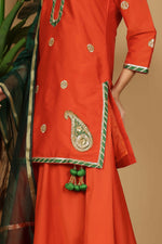Thumbnail for Joban Fashion Orange Taffeta Lehenga Set
